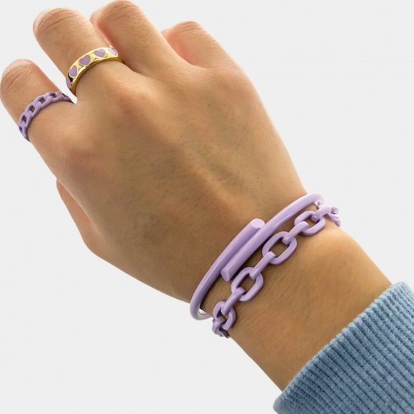 NEW Lavender Enamel Cuff Braclet - Picture 1 of 4